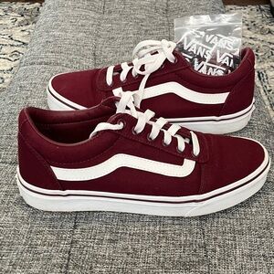 Vans Burgundy and White Sneakers